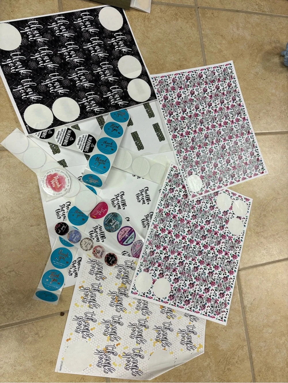 Assorted Small Business Sticker Sheet Lot - USA, Thank You, Holiday Designs